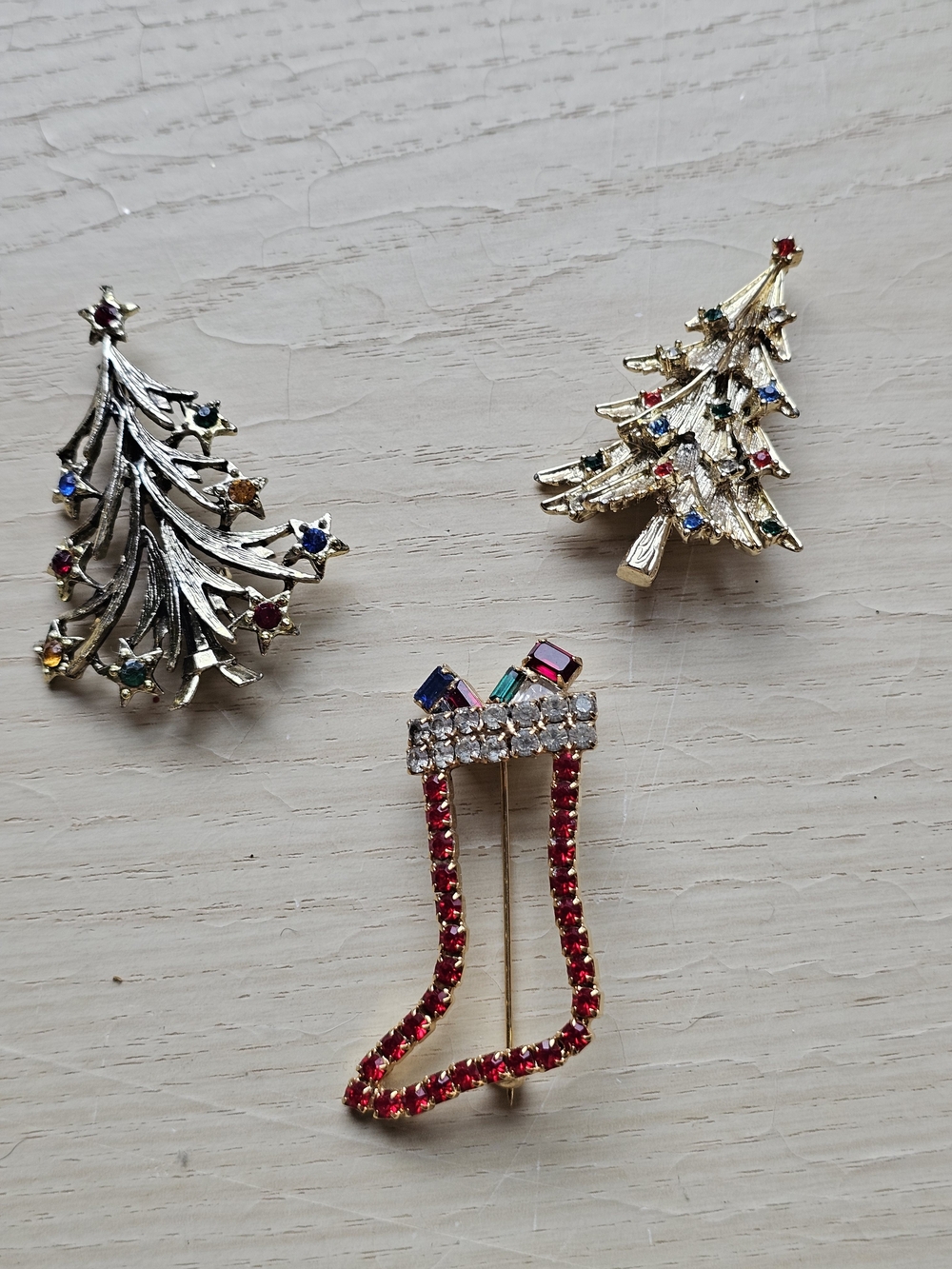 Festive Multicolor Crystal Holiday Brooch Set - Women Jewelry Brooches